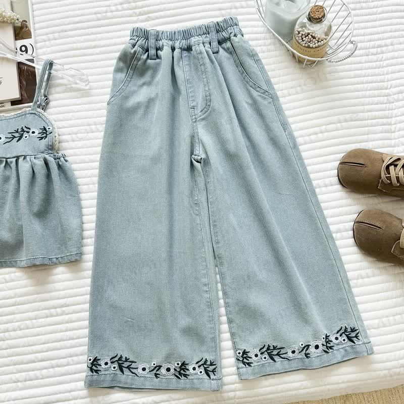 Toddler Kid Embroidered Tank and Pants Denim Set - image 4