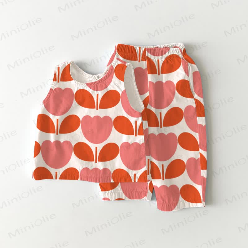 Baby Toddler Floral Art Sleeveless 2-piece Set - White - 5-7T - image 1