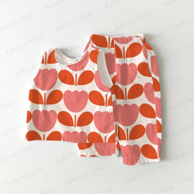 Baby Toddler Floral Art Sleeveless 2-piece Set - White - 5-7T - image 1