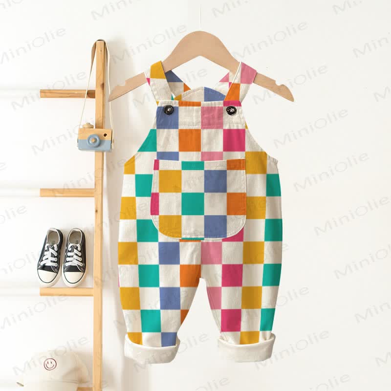Baby Toddler Colorful Checkerboard Overalls - Colorful - 3-5T - image 1