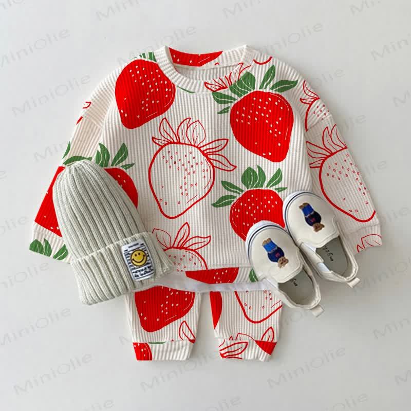 Baby Toddler Strawberry Waffle 2-piece White Set - White - 3-5T - image 1