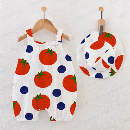 Baby Tomato Blueberry Romper with Hat - White - 18-24M - image 1