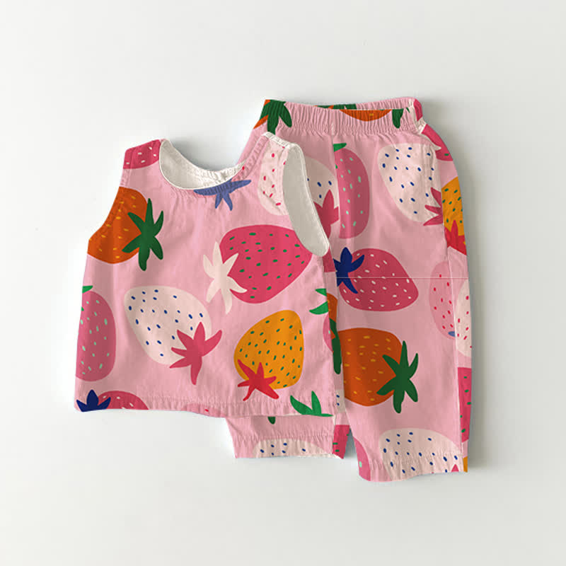 Baby 2-Piece Pink Strawberry Sleeveless Set - Pink - 2-3T - image 1