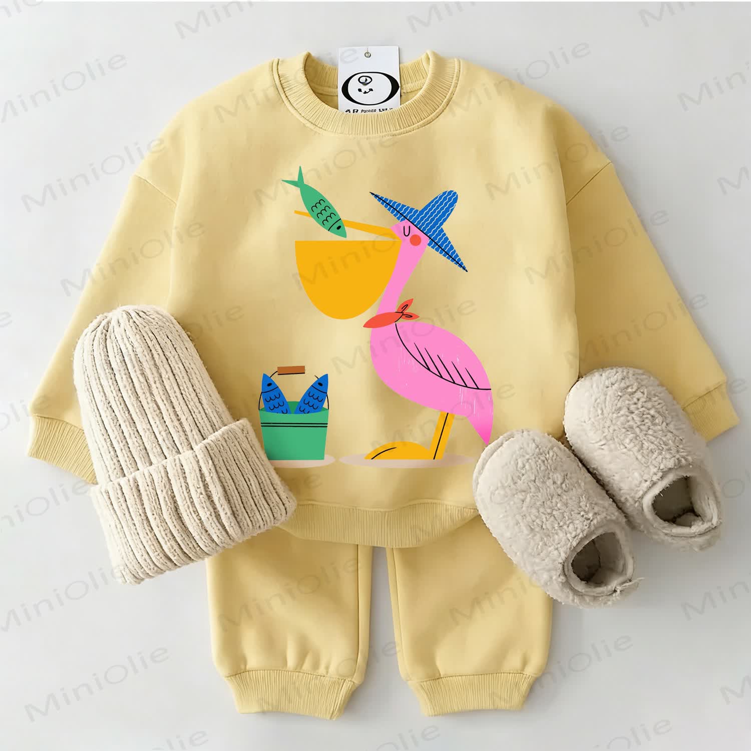 Baby Toucan and Fish Yellow Sweatshirt Set - Yellow - 2-3T - image 1