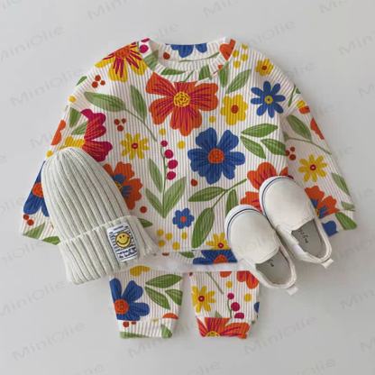 Baby Colorful Flower Waffle 2-piece Set - White - 2-3T - image 1