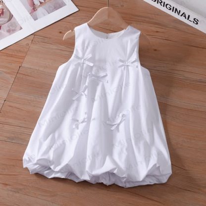 Toddler Bow Tie-dye Sleeveless Dress - White - 4-5T - image 7