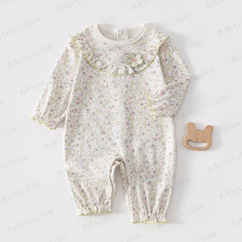 Baby Strawberry Flower Romper - Beige - 18-24M - image 1