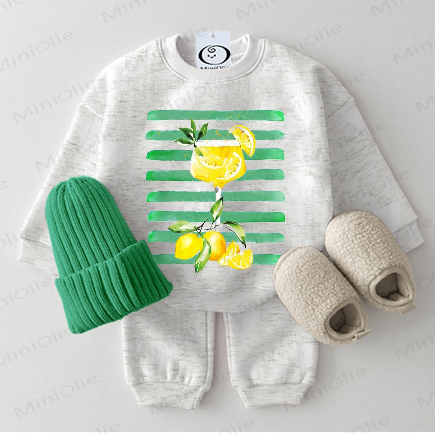 Baby Limoncello Drink Light Grey Sweatshirt 2-piece Set - Light Grey - 2-3T - image 1