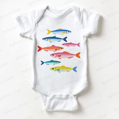 Baby Colorful Sardines White Bodysuit - White - 18-24M - image 1