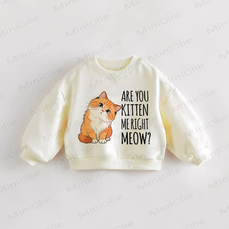 ARE YOU KITTEN ME RIGHT MEOW? Baby Toddler Beige Sweatshirt - Cream - 3-5T - image 1