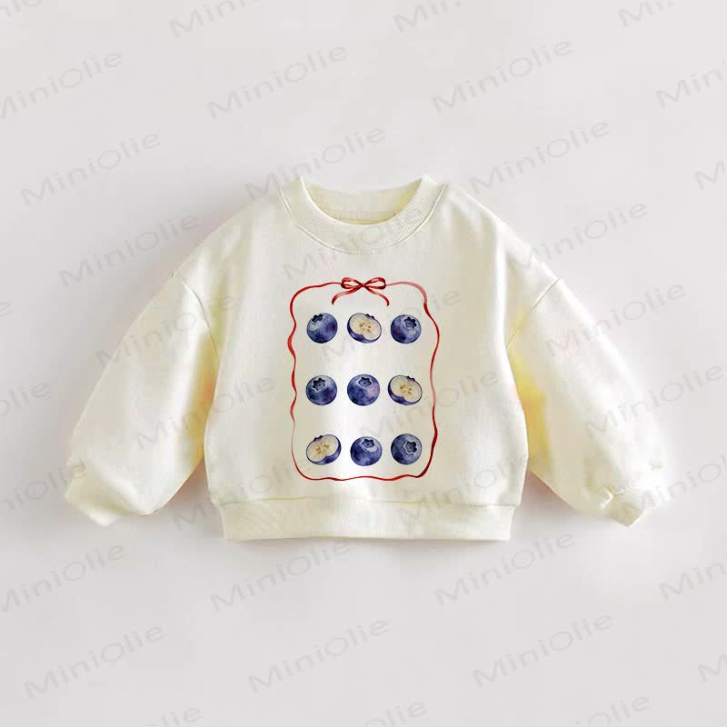 Baby Toddler Watercolor Blueberry Beige Sweatshirt - Cream - 3-5T - image 1