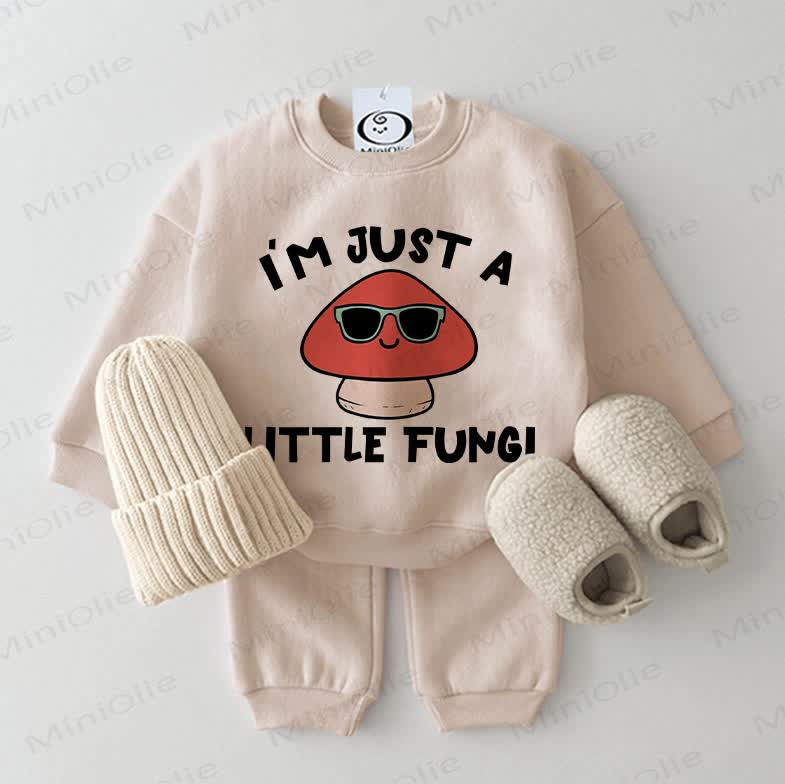 I'M JUST A LITTLE FUNGI Baby Sweatshirt 2-piece Beige Set - Beige - 2-3T - image 1