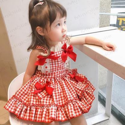 Toddler Girl Red Plaid Sleeveless Dress - image 6