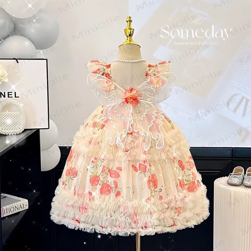 Toddler Girl Birthday Butterfly Flower Dress - Pink - 6-7T - image 1