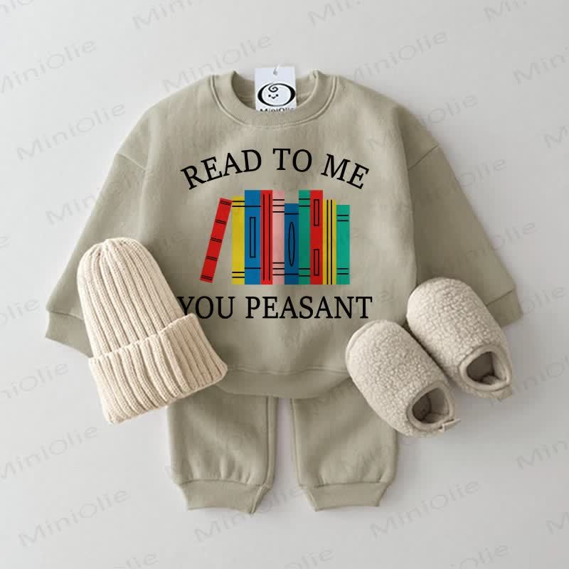 READ TO ME YOU PEASANT Baby Sweatshirt 2-piece Set - Grey Green - 2-3T - image 2