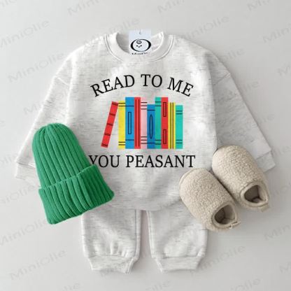 READ TO ME YOU PEASANT Baby Sweatshirt 2-piece Set - Light Gray - 2-3T - image 3