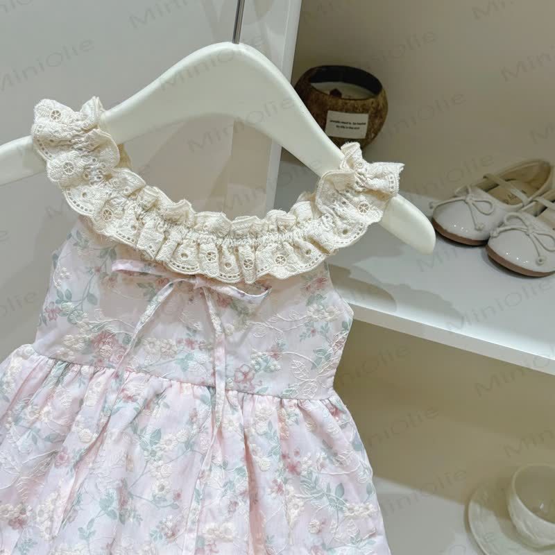 Toddler Girl Pink Floral Dress with Hat - image 2