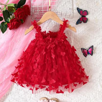 Baby Butterfly Red Dress - Red - 2-3T - image 1