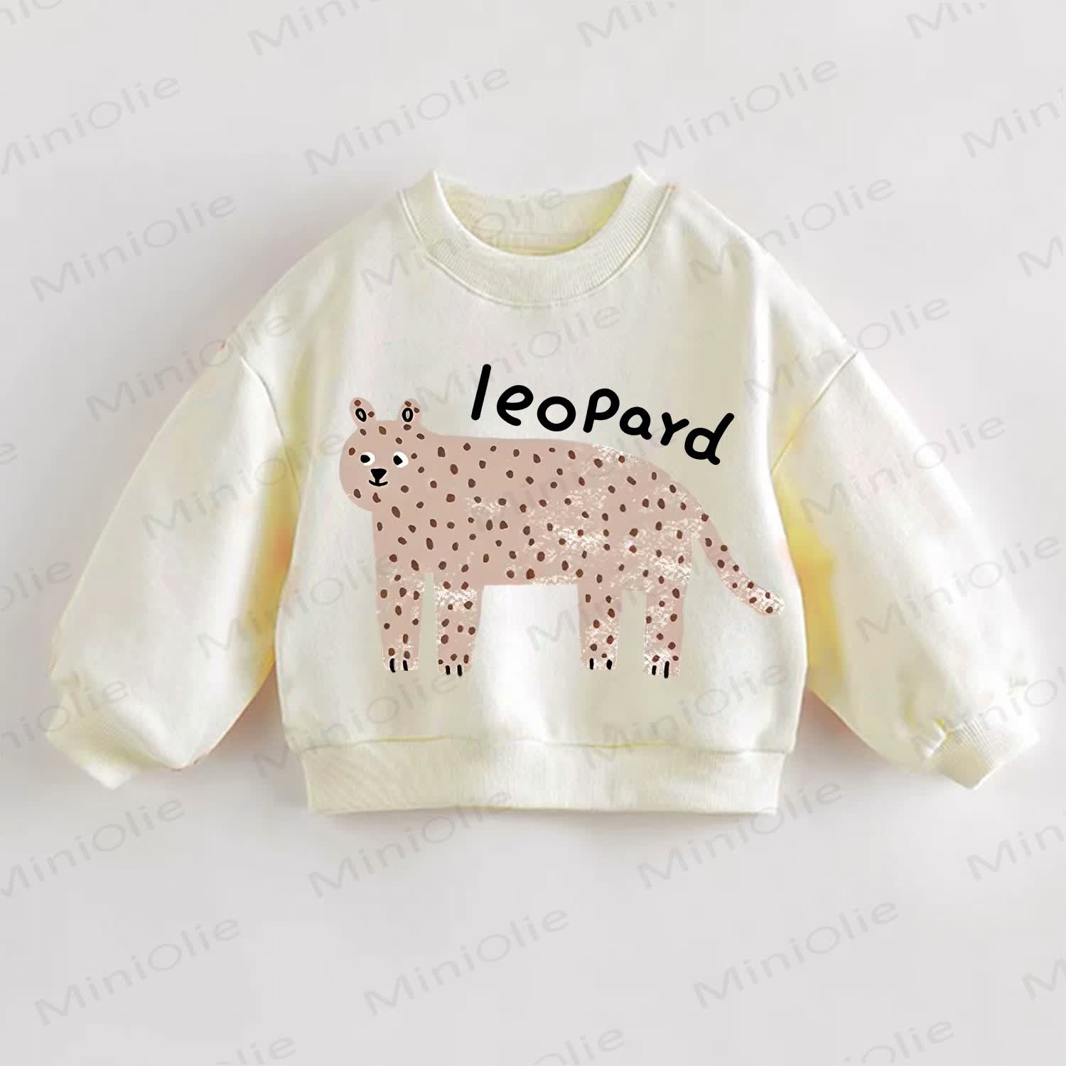 Baby Toddler Smiling Leopard Sweatshirt - Cream - 3-5T - image 1