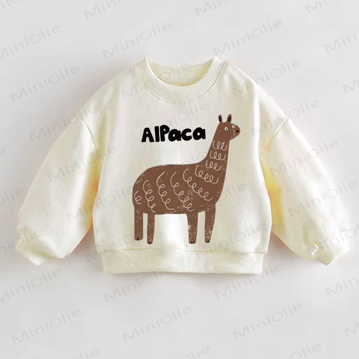 Baby Toddler Brown Alpaca Cream Color Sweatshirt - Cream - 3-5T - image 1