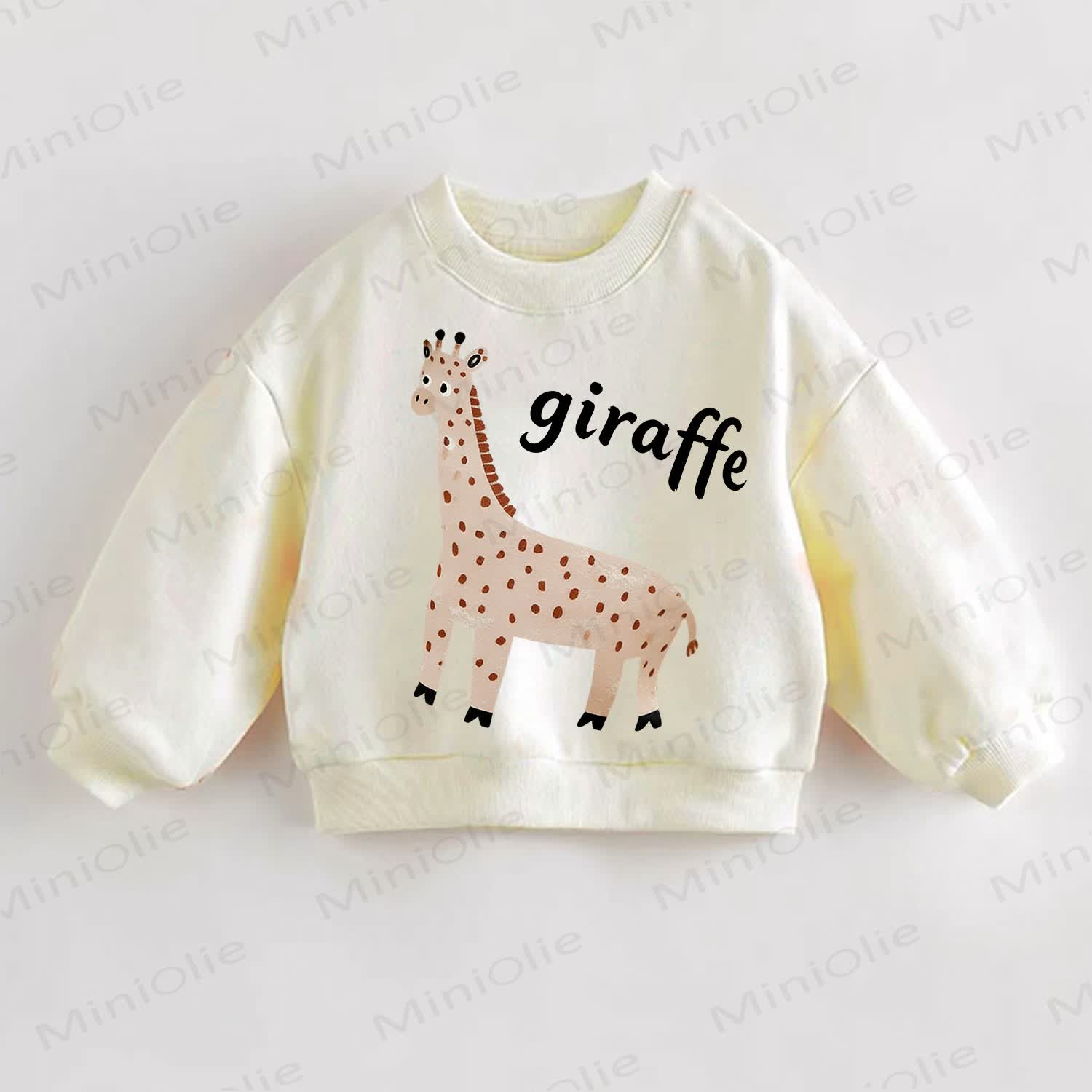 Cute Giraffe Toddler Sweatshirt Long Sleeve Pullover - Cream - 3-5T - image 1