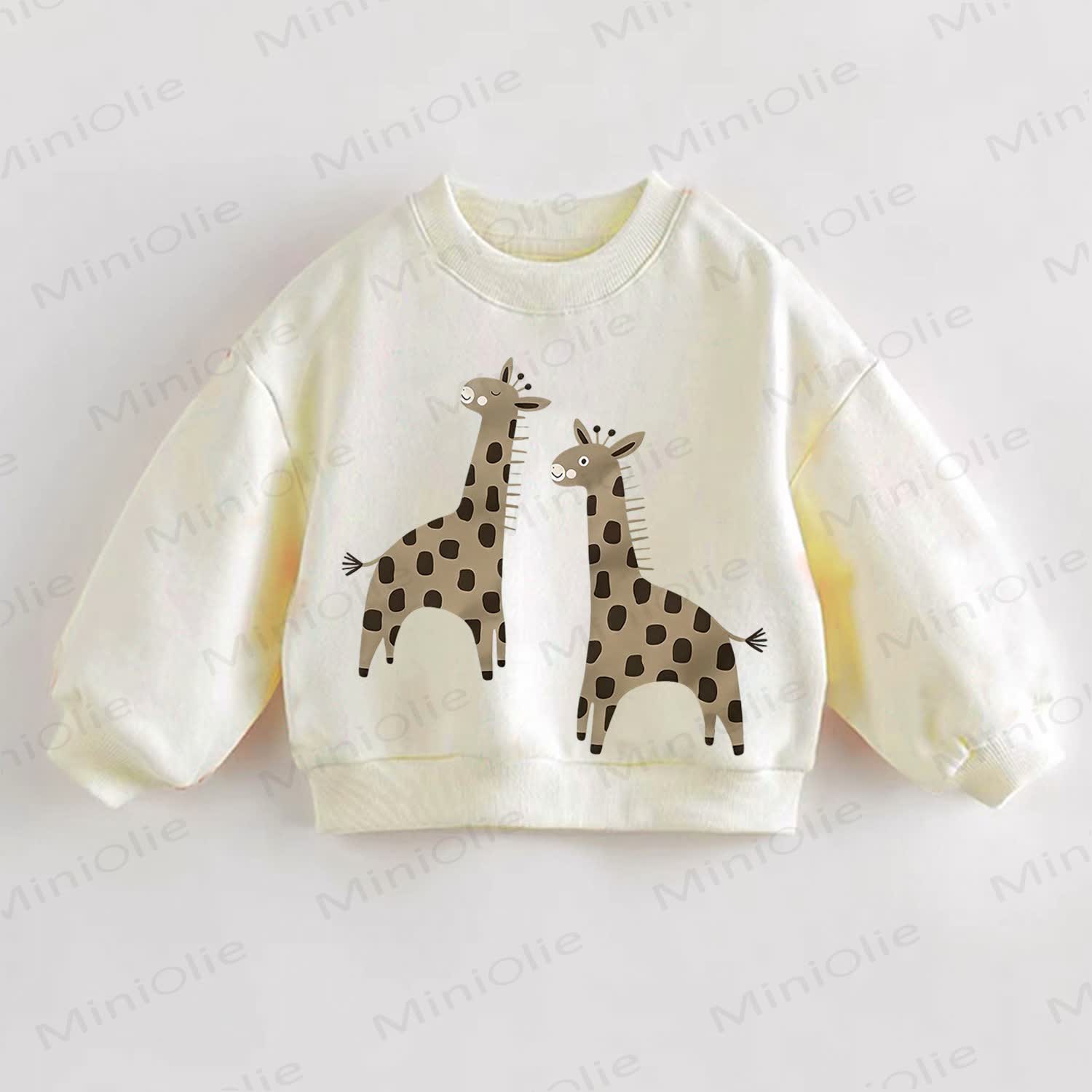Happy Giraffe Friends Toddler Sweatshirt Long Sleeve Pullover - Cream - 3-5T - image 1