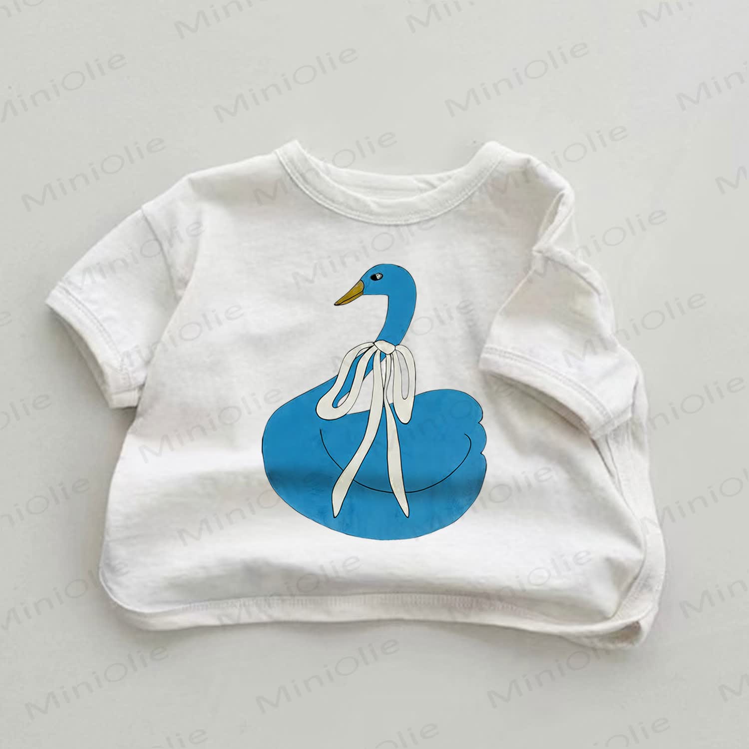 Ribbon Blue Swan Baby White T-shirt - White - 18-24M - image 1