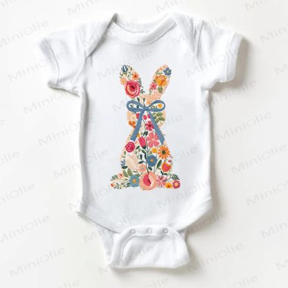 Baby Floral Bunny White Bodysuit - White - 18-24M - image 1