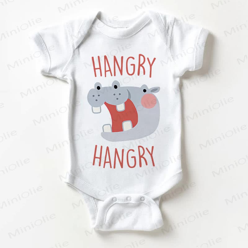 HANGRY Baby Hippo White Bodysuit - White - 18-24M - image 1