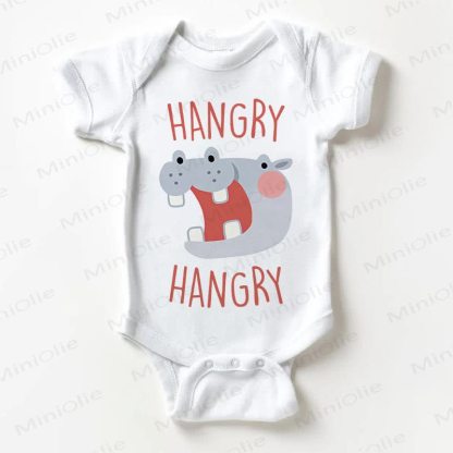 HANGRY Baby Hippo White Bodysuit - White - 18-24M - image 1