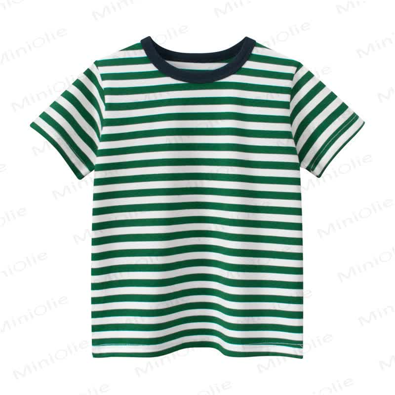 Toddler Kid Boy Striped Tee - Green - 8-9T - image 2
