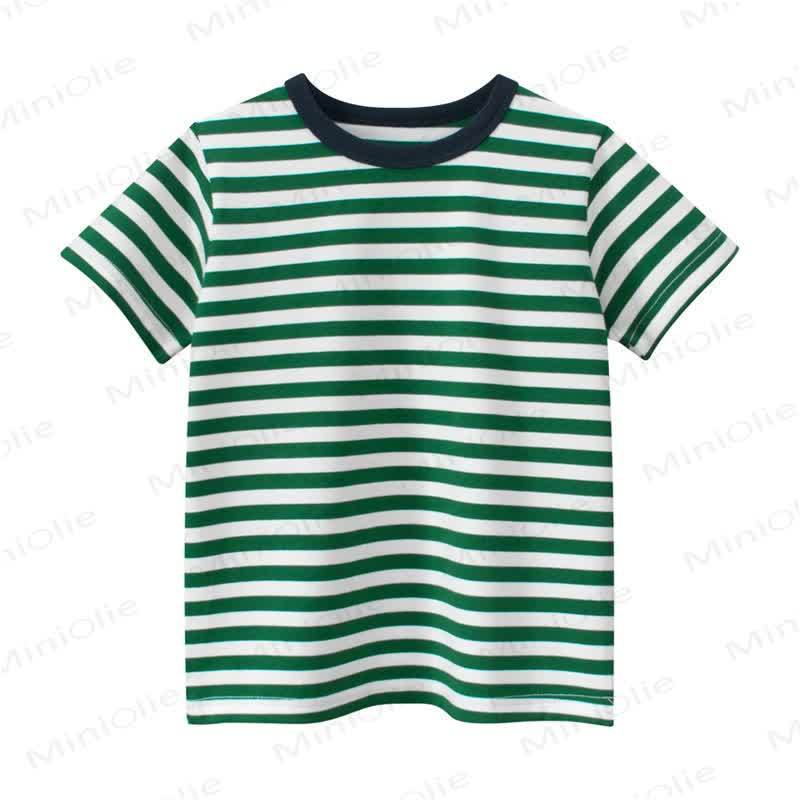 Toddler Kid Boy Striped Tee - Green - 8-9T - image 2