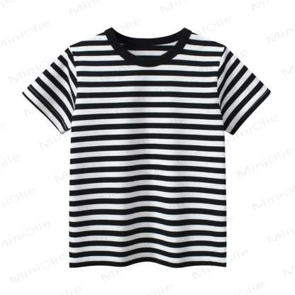 Toddler Kid Boy Striped Tee - Black - 8-9T - image 8