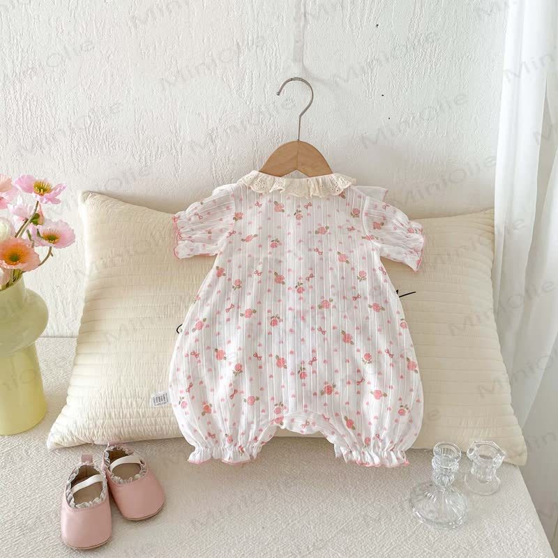 Baby Flower Ruffled Sleeve Romper - image 3