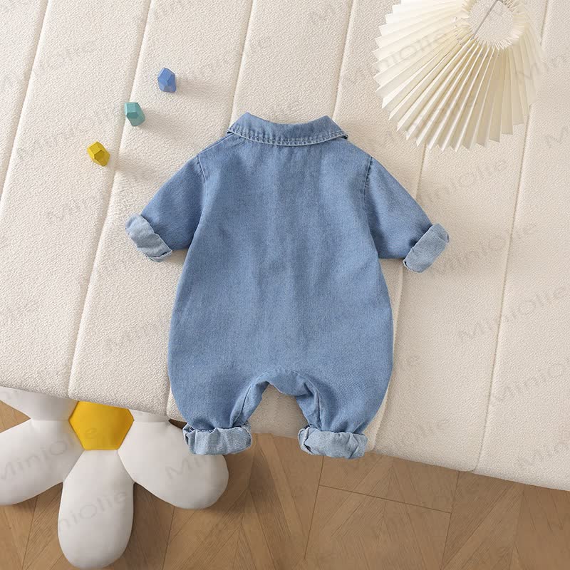 Baby Puppy Pocket Denim Romper - image 2