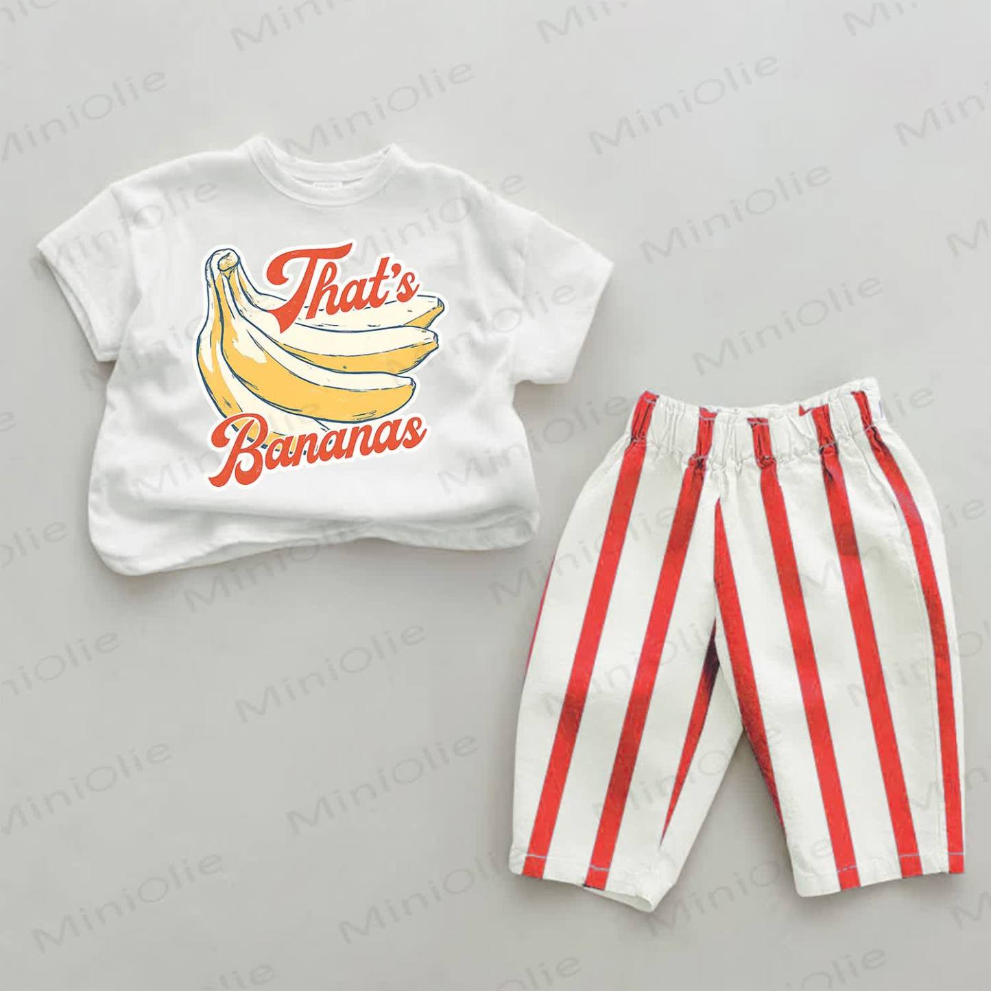 THAT'S BANANAS Baby Toddler Red Striped 2-piece Set - White&Red - 2-3T - image 1