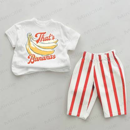 THAT'S BANANAS Baby Toddler Red Striped 2-piece Set - White&Red - 2-3T - image 1