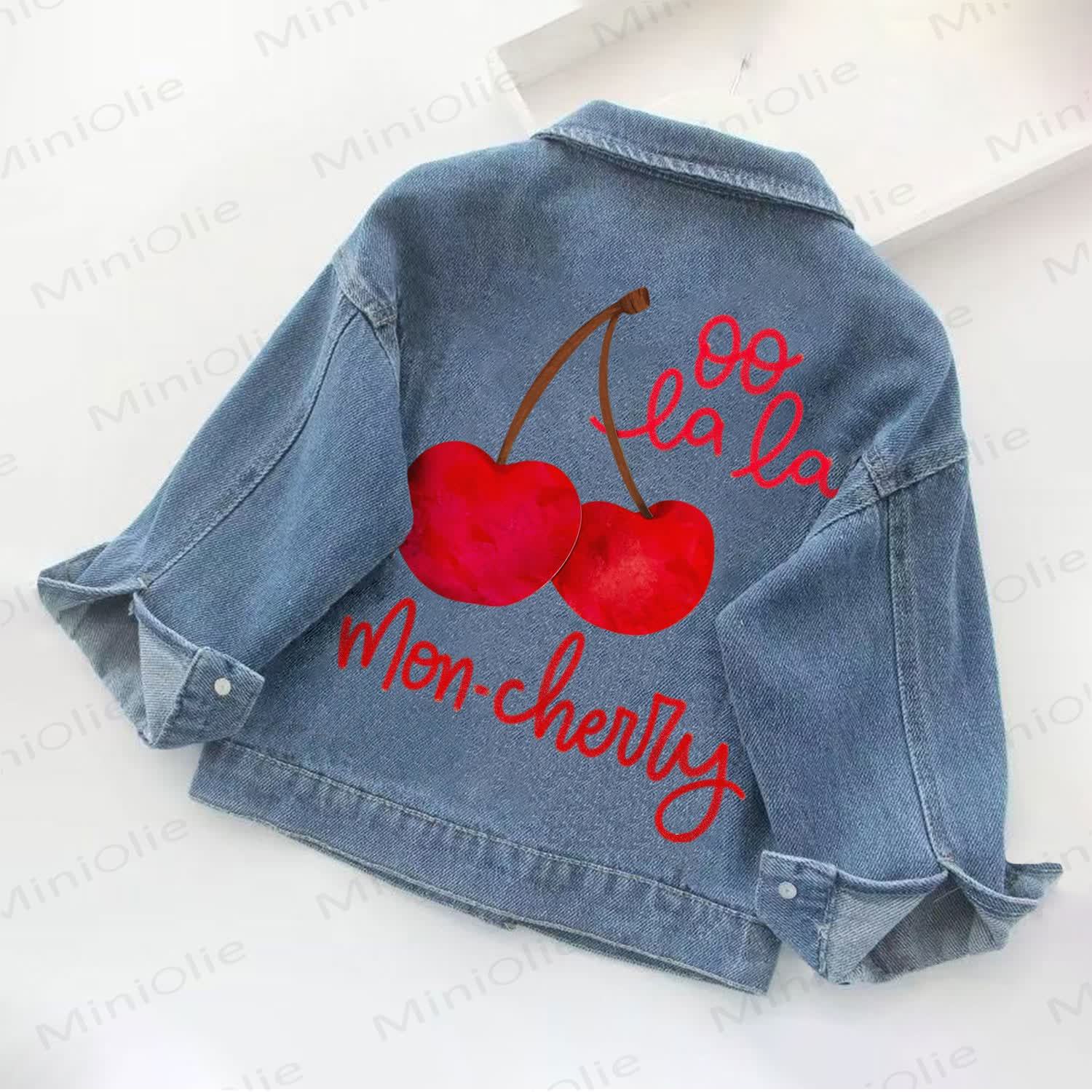 OO LA LA Mon-Cherry Toddler Kid Denim Jacket - Blue - 10-11T - image 1