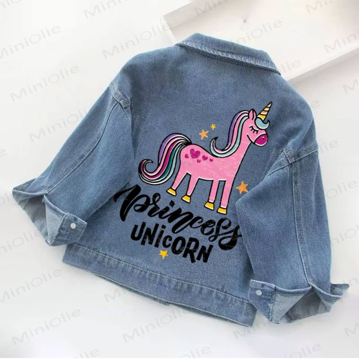 Princess Unicorn Toddler Kid Denim Jacket - Blue - 10-11T - image 1