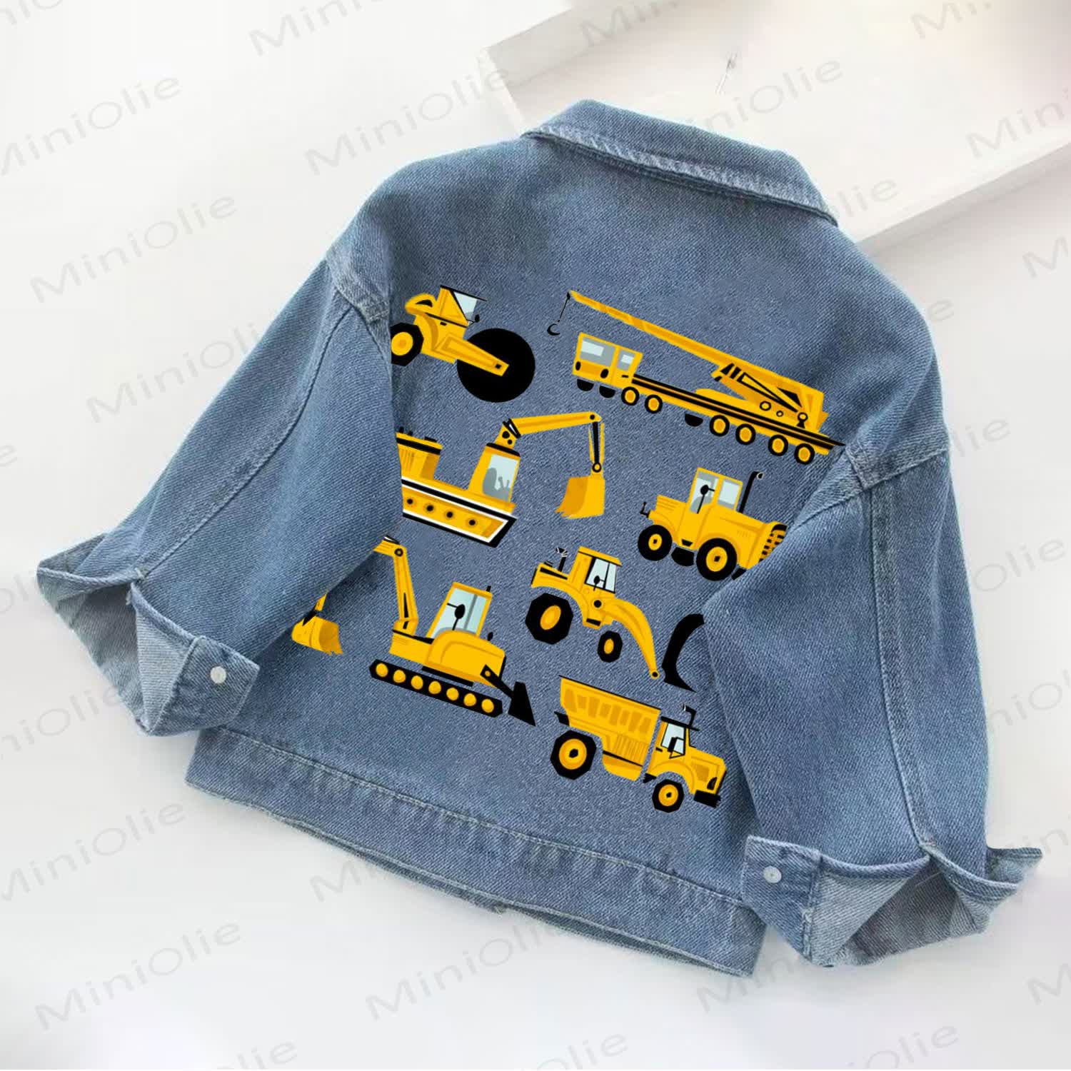 Construction Vehicles Excavator Toddler Kid Denim Jacket - Blue - 10-11T - image 1