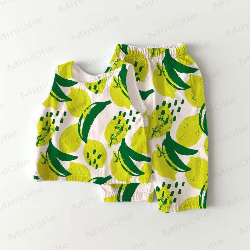Baby 2-piece Lemon Banana Sleeveless Set - Green - 2-3T - image 1