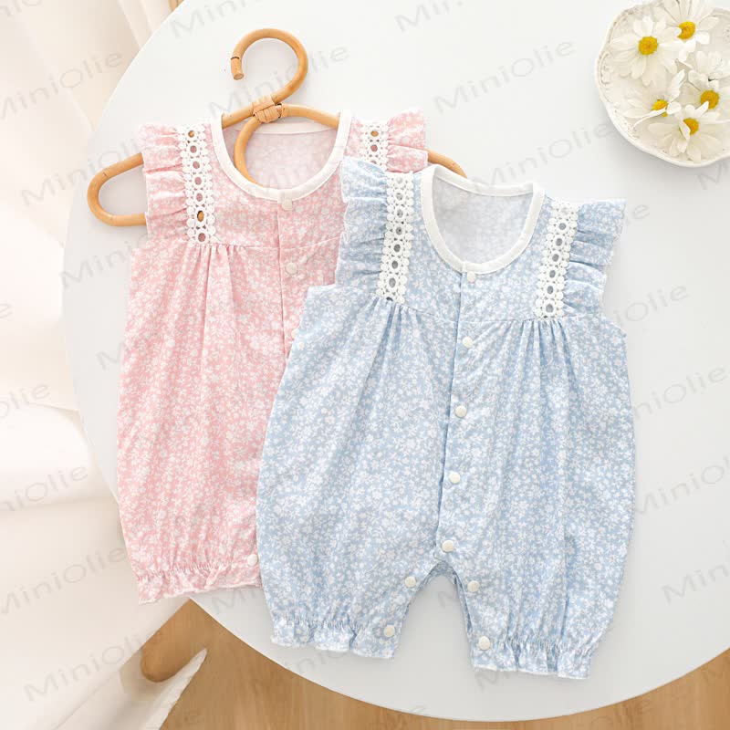 Baby Floral Ruffled Sleeves Romper - image 1
