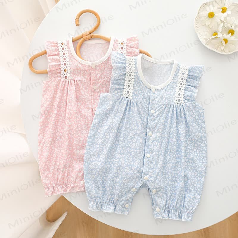 Baby Floral Ruffled Sleeves Romper - image 1