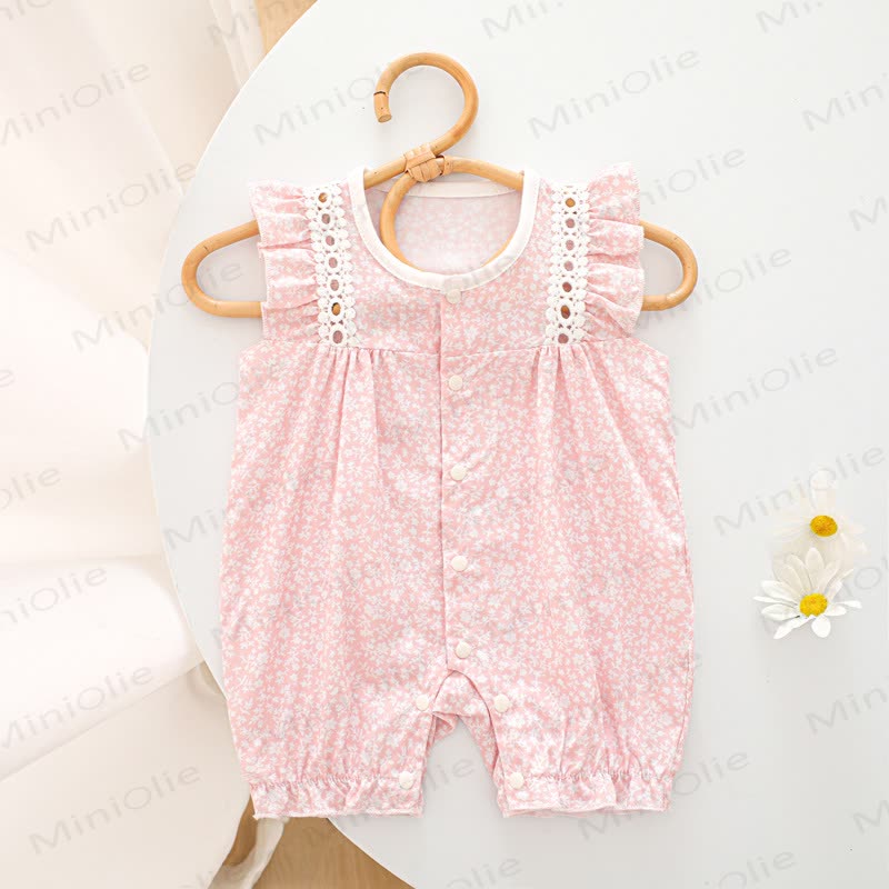 Baby Floral Ruffled Sleeves Romper - Pink - 18-24M - image 2