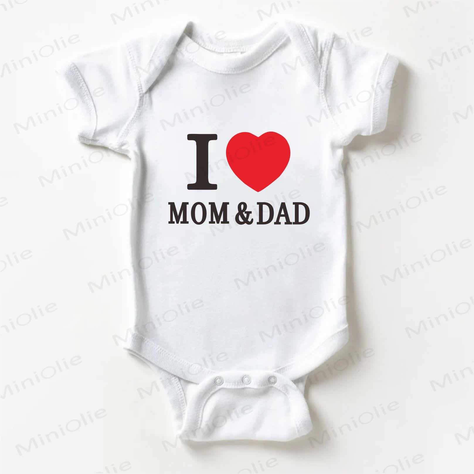 I LOVE MOM & DAD Baby White Bodysuit - White - 18-24M - image 1