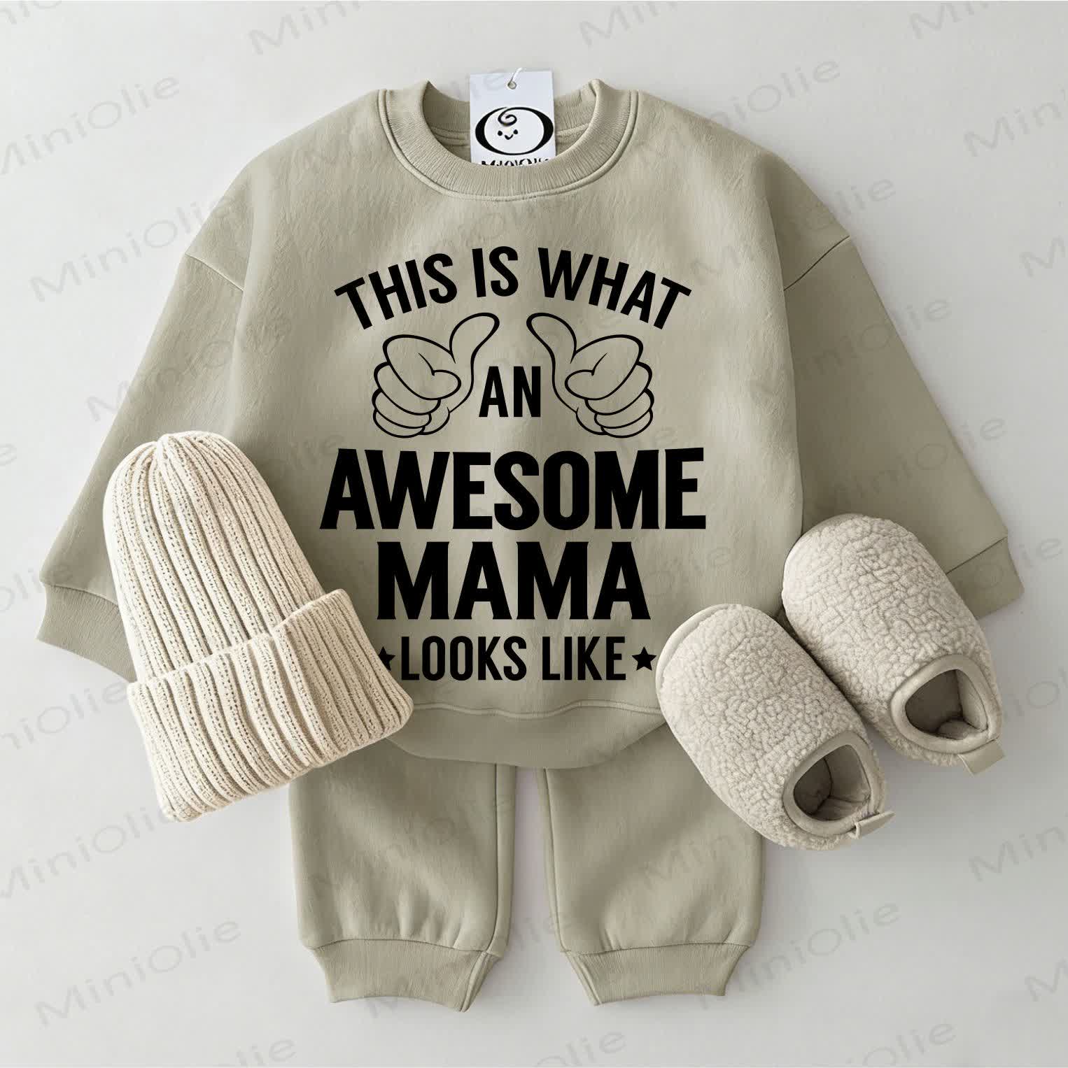 THIS IS WHAT AN AWESOME MAMA LOOKS LIKE Baby Grey Green Set - Grey Green - 2-3T - image 1