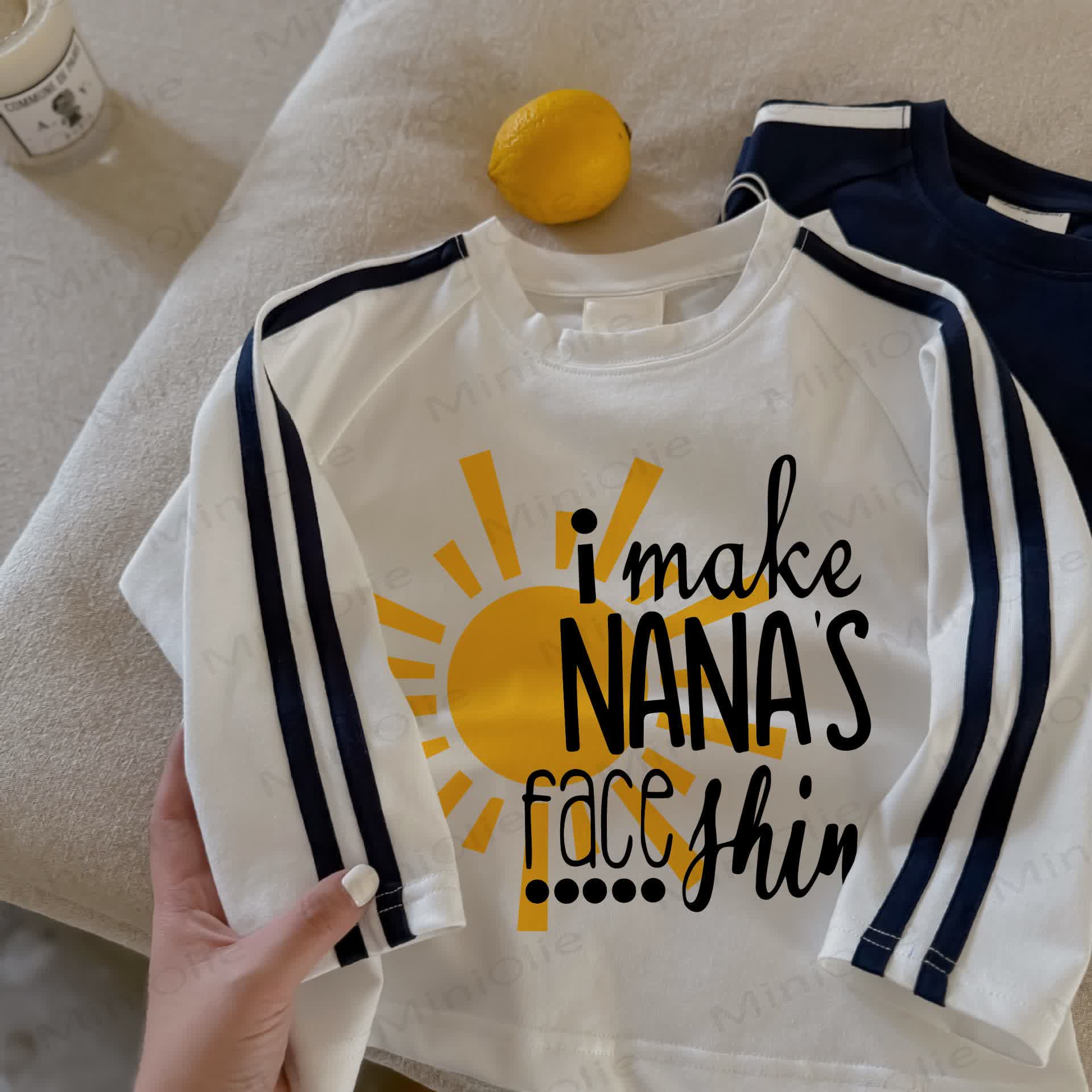 I MAKE NANA'S FACE SHINE Toddler White Long-sleeved Striped Top - White - 4-5T - image 1