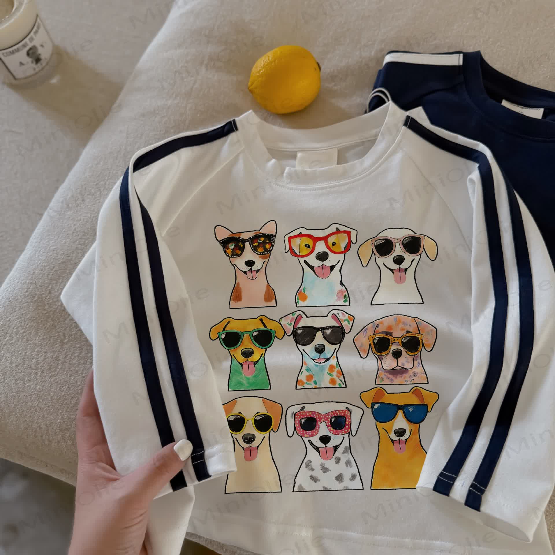 Toddler Cool Dogs White Long-sleeved Striped Top - White - 4-5T - image 1