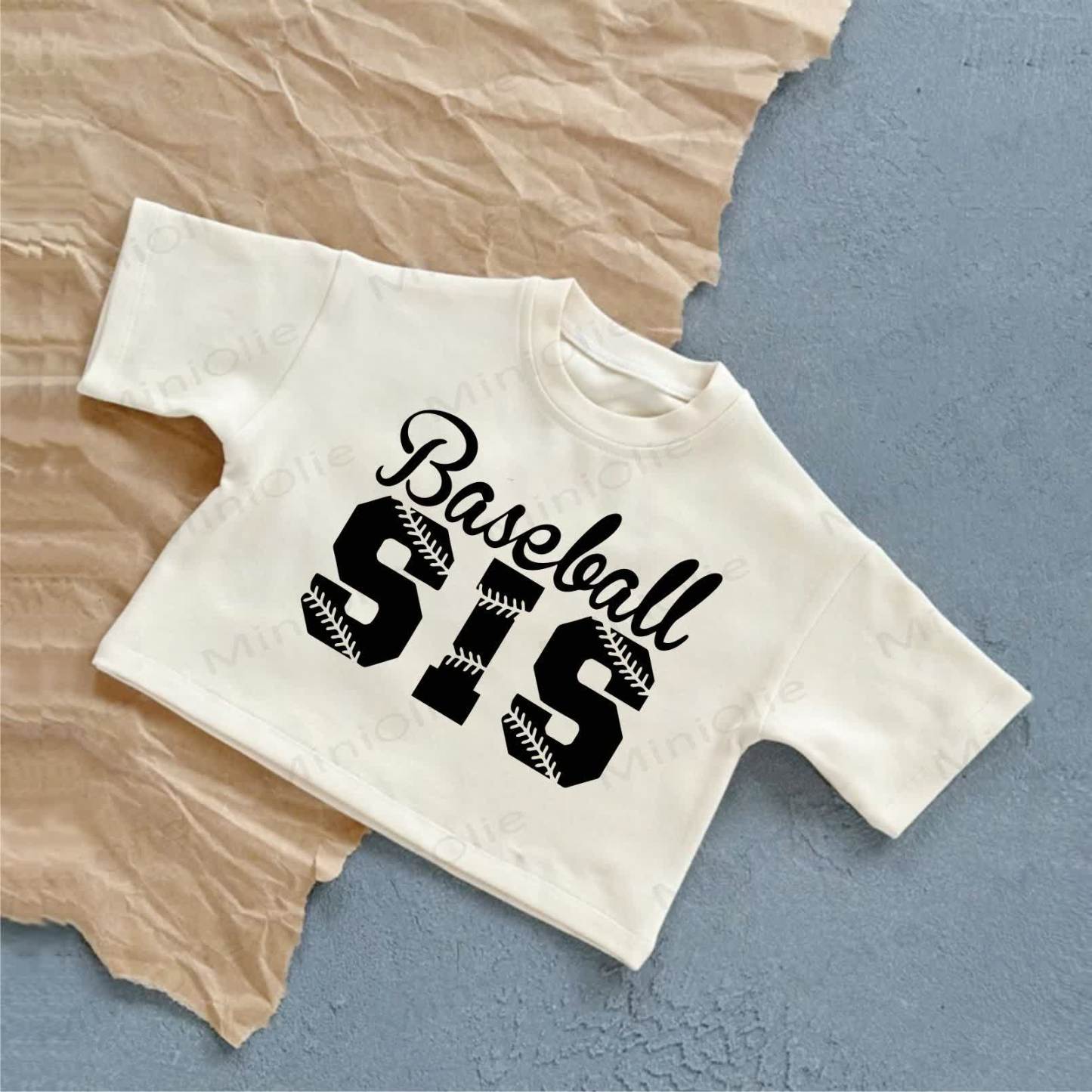 BASEBALL SIS Baby Summer Casual White T-shirt - White - 2-3T - image 1