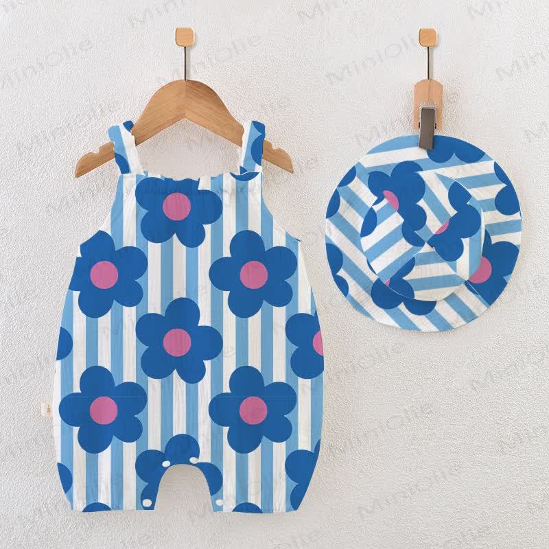 Baby Blue Flower Striped Romper with Hat – MiniOlie